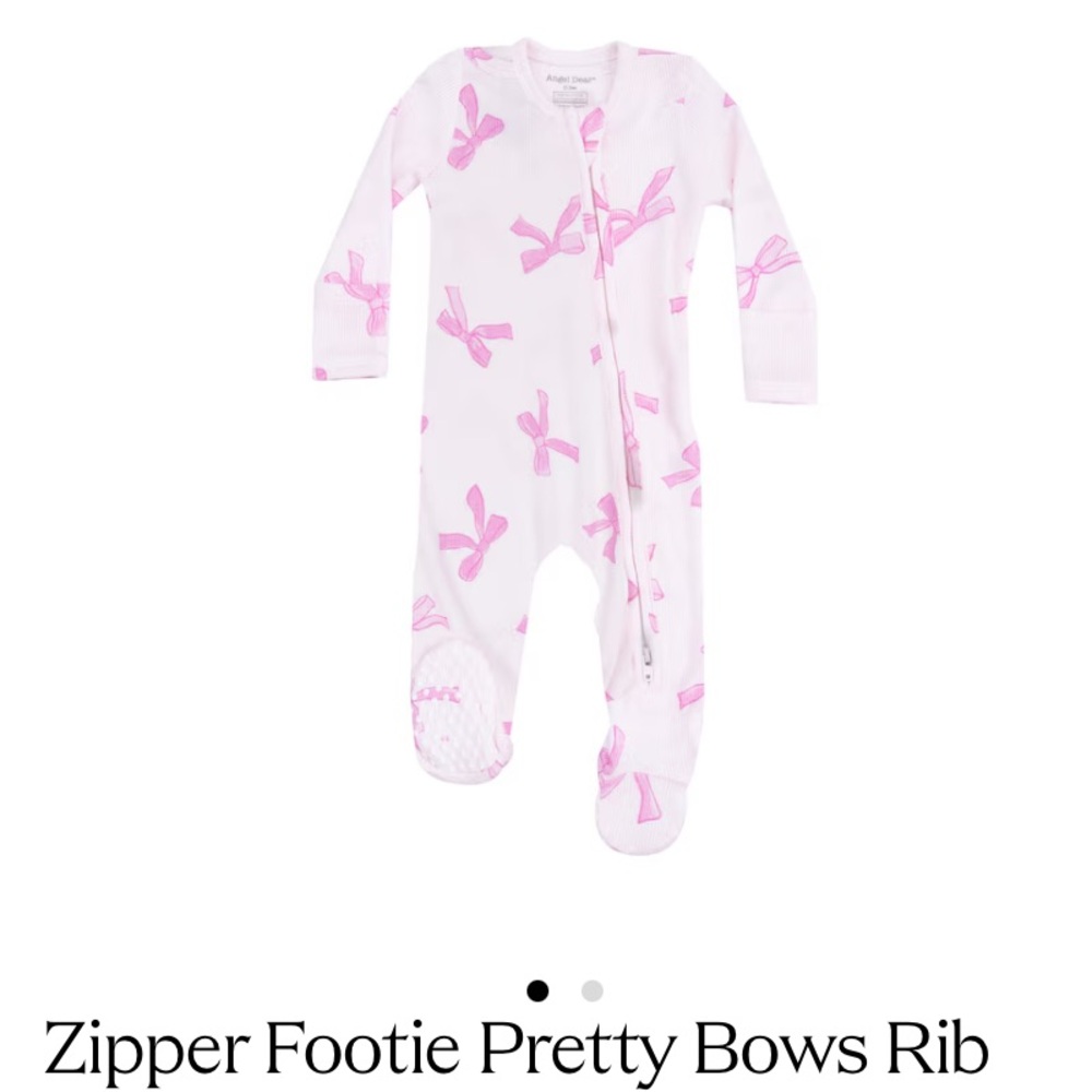 Angel Dear Pink Bows Zipper Footie - 3-6M